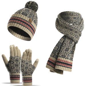 3 Piece - Gold Glove Scarf Hat Set